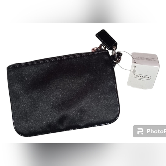 COACH Wristlet BLACK SATIN AND SEQUINED  NWT SILVER HARDWARE Tags still attached - Picture 4 of 4